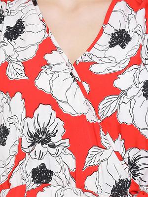 overlap neck a-line dress - 17288486 - Standard Image - 5