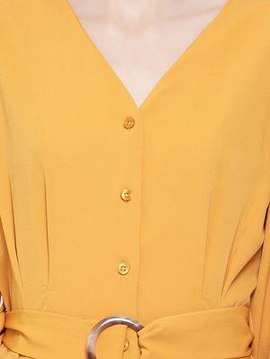 bishop sleeves button down dress - 17288491 - Standard Image - 4