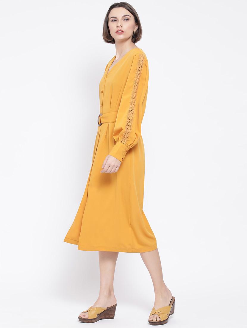 bishop sleeves button down dress - 17288491 - Zoom Image - 2