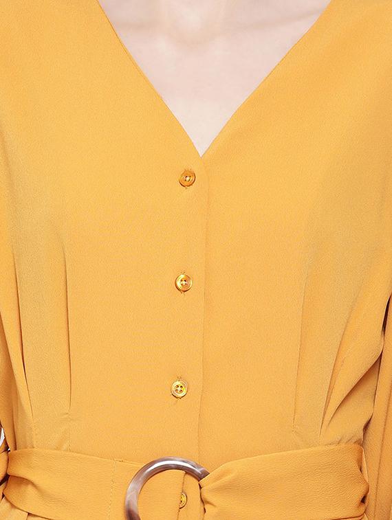 bishop sleeves button down dress - 17288491 - Zoom Image - 4