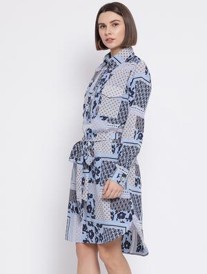tie front printed shirt dress - 17288494 - Standard Image - 2