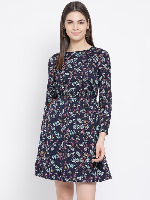 long sleeves floral a-line dress - 17288501 - Standard Image - 1