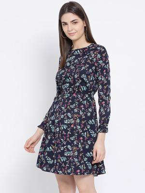 long sleeves floral a-line dress - 17288501 - Standard Image - 2