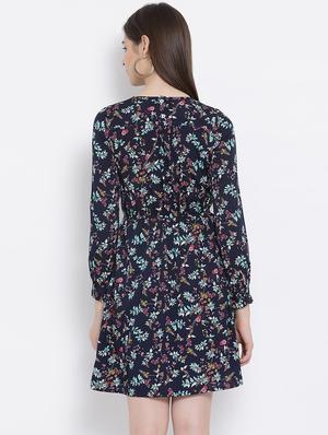long sleeves floral a-line dress - 17288501 - Standard Image - 3