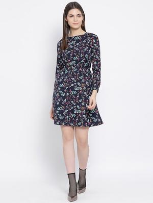 long sleeves floral a-line dress - 17288501 - Standard Image - 4