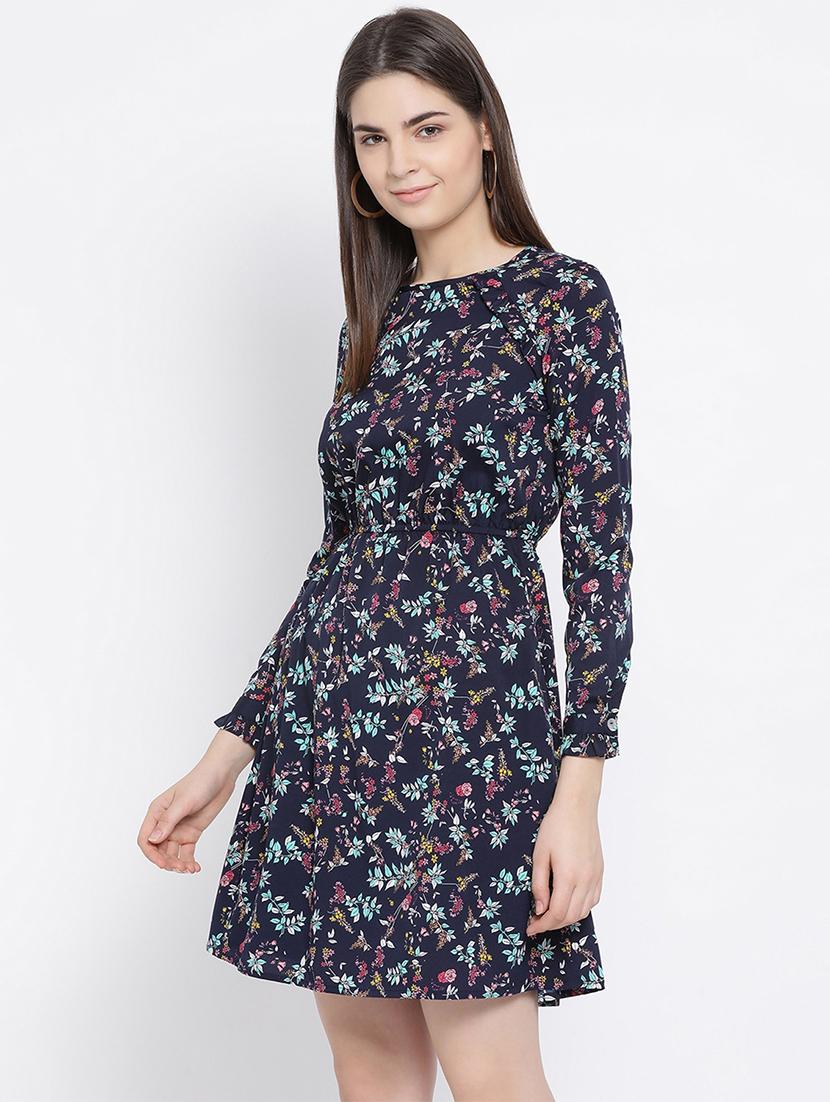 long sleeves floral a-line dress - 17288501 - Zoom Image - 2