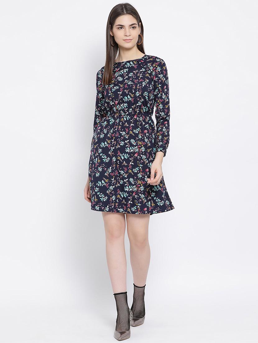 long sleeves floral a-line dress - 17288501 - Zoom Image - 4