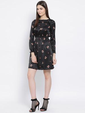 long sleeves floral a-line dress - 17288502 - Standard Image - 4