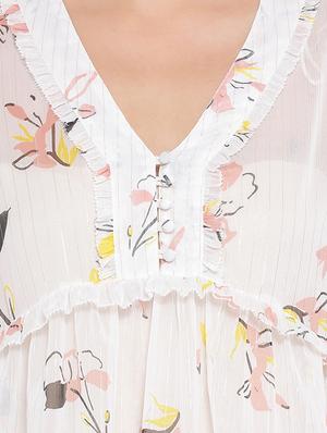 frill detail floral top - 17288506 - Standard Image - 5