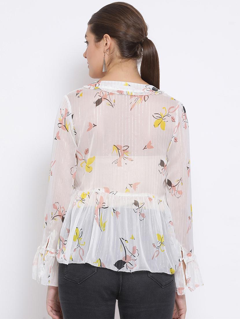 frill detail floral top - 17288506 - Zoom Image - 3