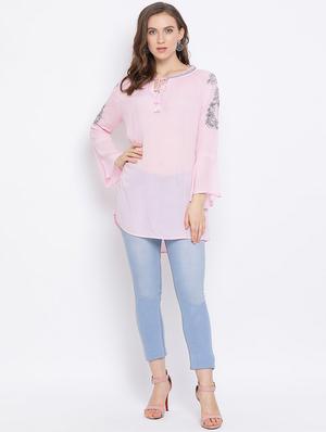 tie up neck embroidered tunic - 17288508 - Standard Image - 4