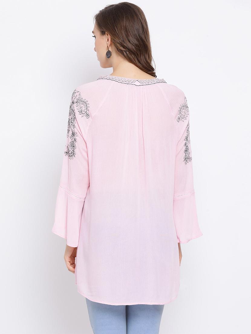 tie up neck embroidered tunic - 17288508 - Zoom Image - 3