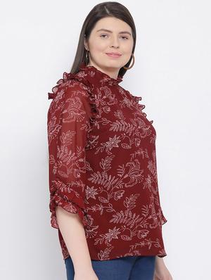 frill detail floral top - 17288511 - Standard Image - 2