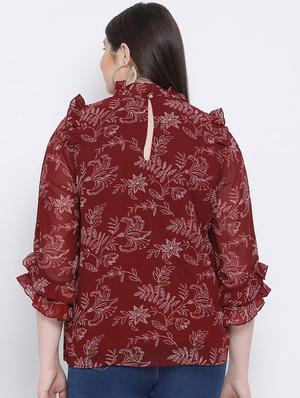 frill detail floral top - 17288511 - Standard Image - 3