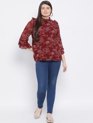 frill detail floral top - 17288511 - Standard Image - 4