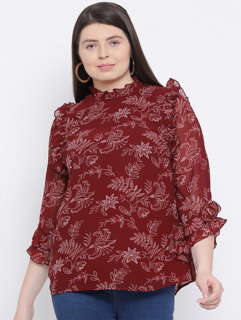 frill detail floral top - 17288511 - Zoom Image - 1