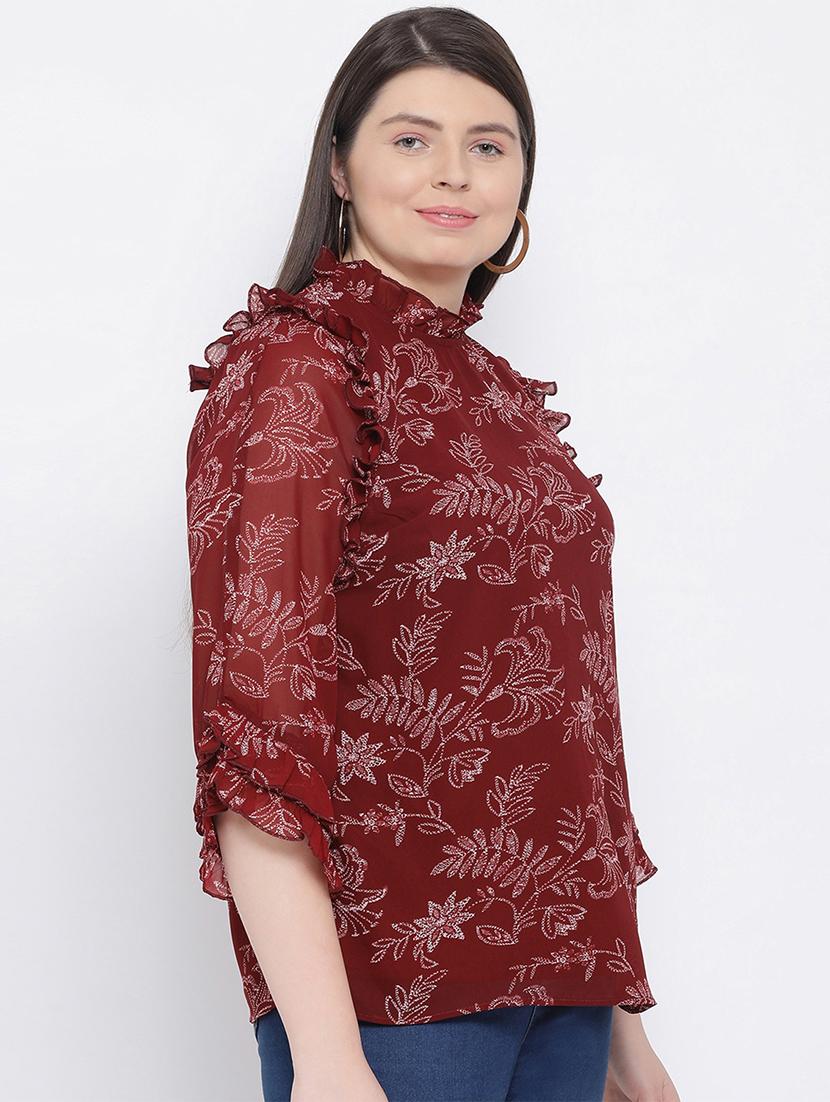 frill detail floral top - 17288511 - Zoom Image - 2