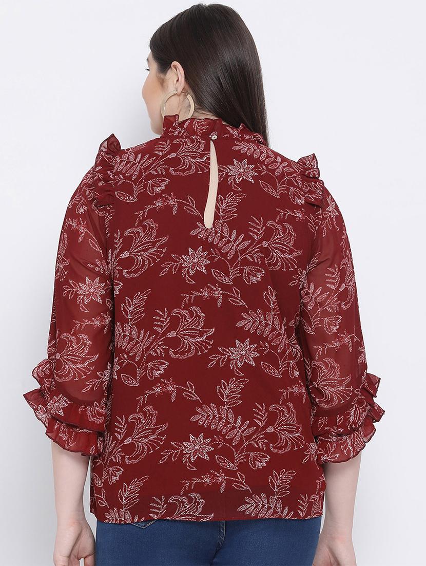 frill detail floral top - 17288511 - Zoom Image - 3