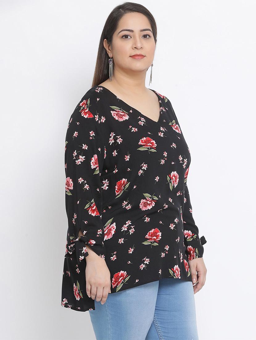 tie up sleeves floral top - 17288515 - Zoom Image - 2