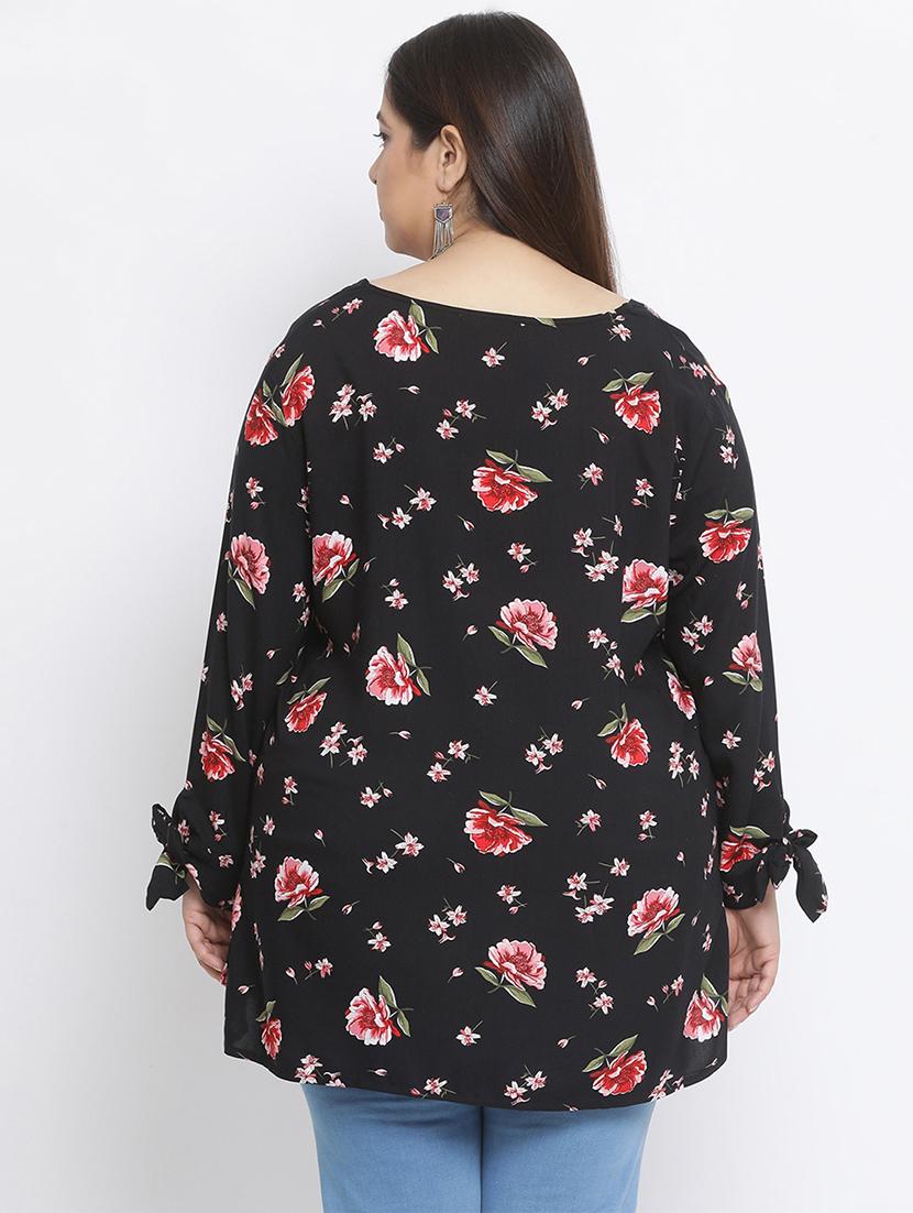 tie up sleeves floral top - 17288515 - Zoom Image - 3