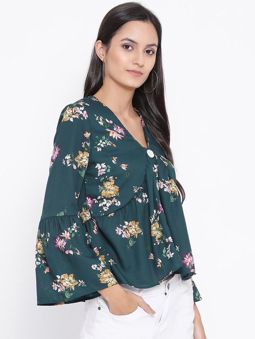 bell sleeves floral top - 17288517 - Zoom Image - 2