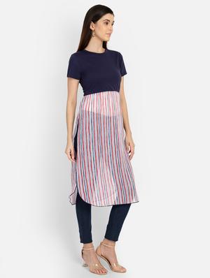 striped straight kurta - 17288539 - Standard Image - 3