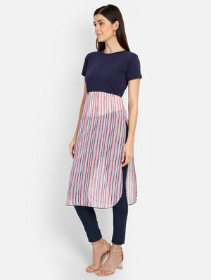 striped straight kurta - 17288539 - Standard Image - 4