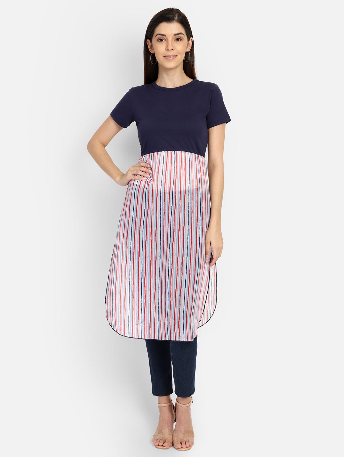 striped straight kurta - 17288539 - Zoom Image - 1