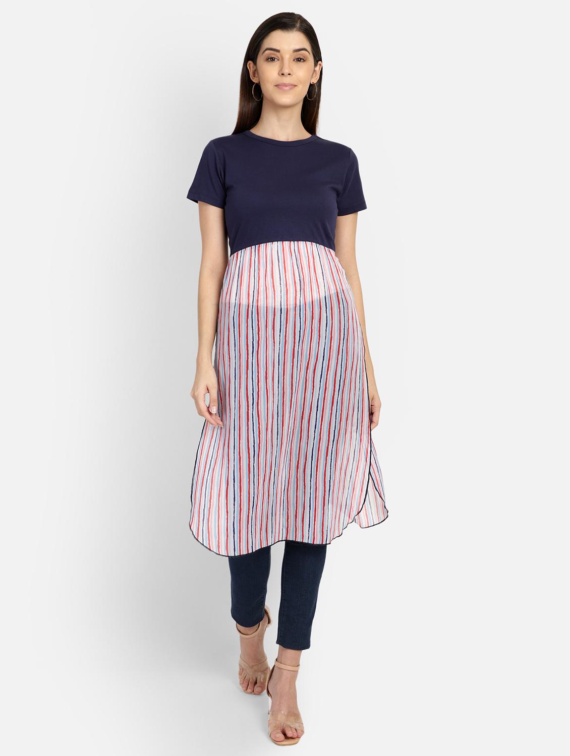 striped straight kurta - 17288539 - Zoom Image - 2