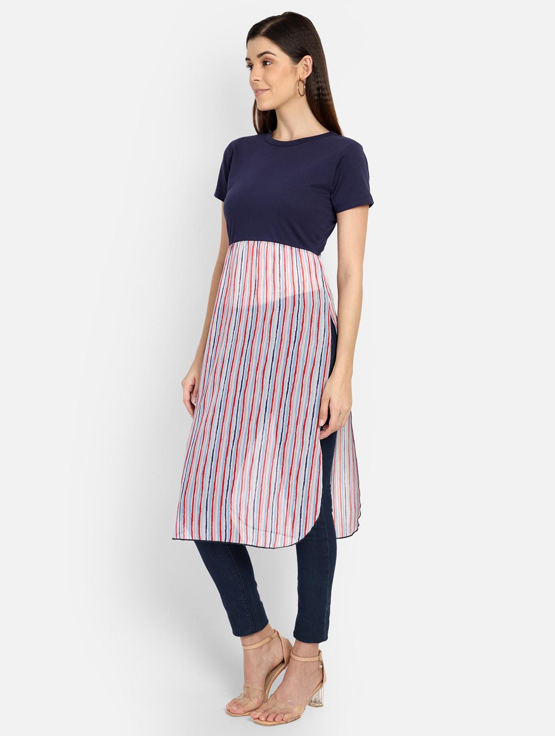 striped straight kurta - 17288539 - Zoom Image - 4