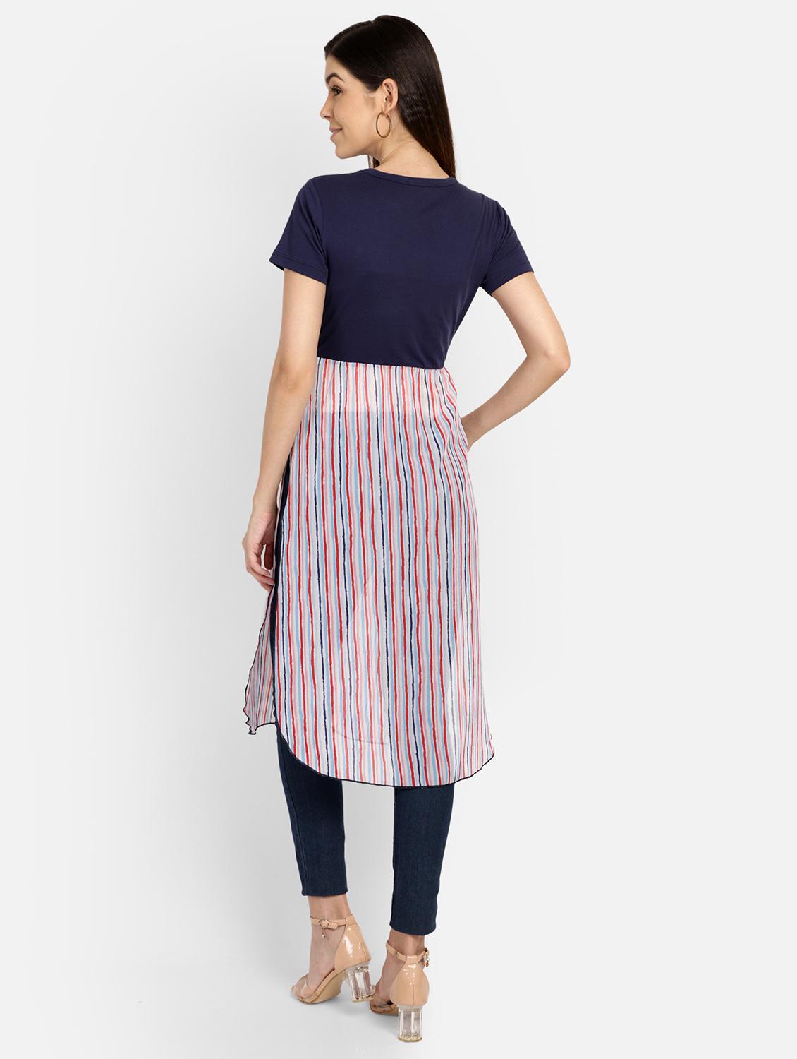 striped straight kurta - 17288539 - Zoom Image - 5