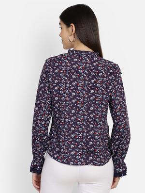 mesh detail ditsy floral top - 17288563 - Standard Image - 4