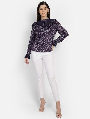 mesh detail ditsy floral top - 17288563 - Standard Image - 5