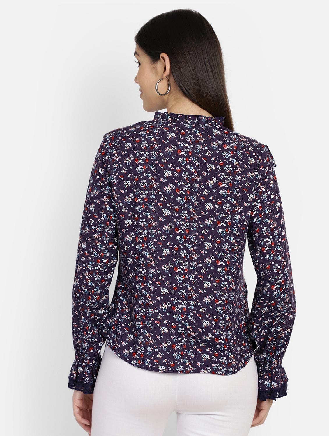 mesh detail ditsy floral top - 17288563 - Zoom Image - 4
