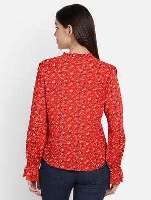 mesh detail ditsy floral top - 17288564 - Standard Image - 4