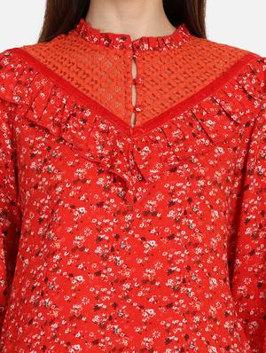 mesh detail ditsy floral top - 17288564 - Standard Image - 6