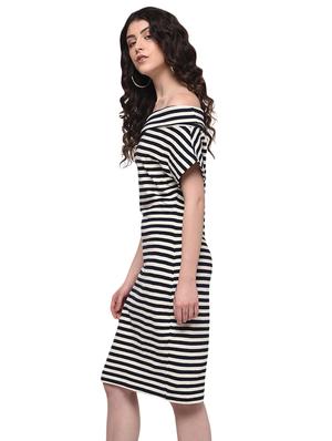 off shoulder striped dress - 17288566 - Standard Image - 2