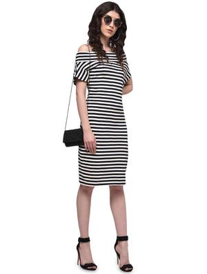off shoulder striped dress - 17288566 - Standard Image - 4