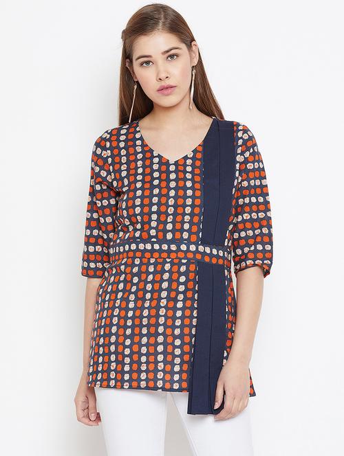 v-neck printed tunic - 17289300 - Standard Image - 1