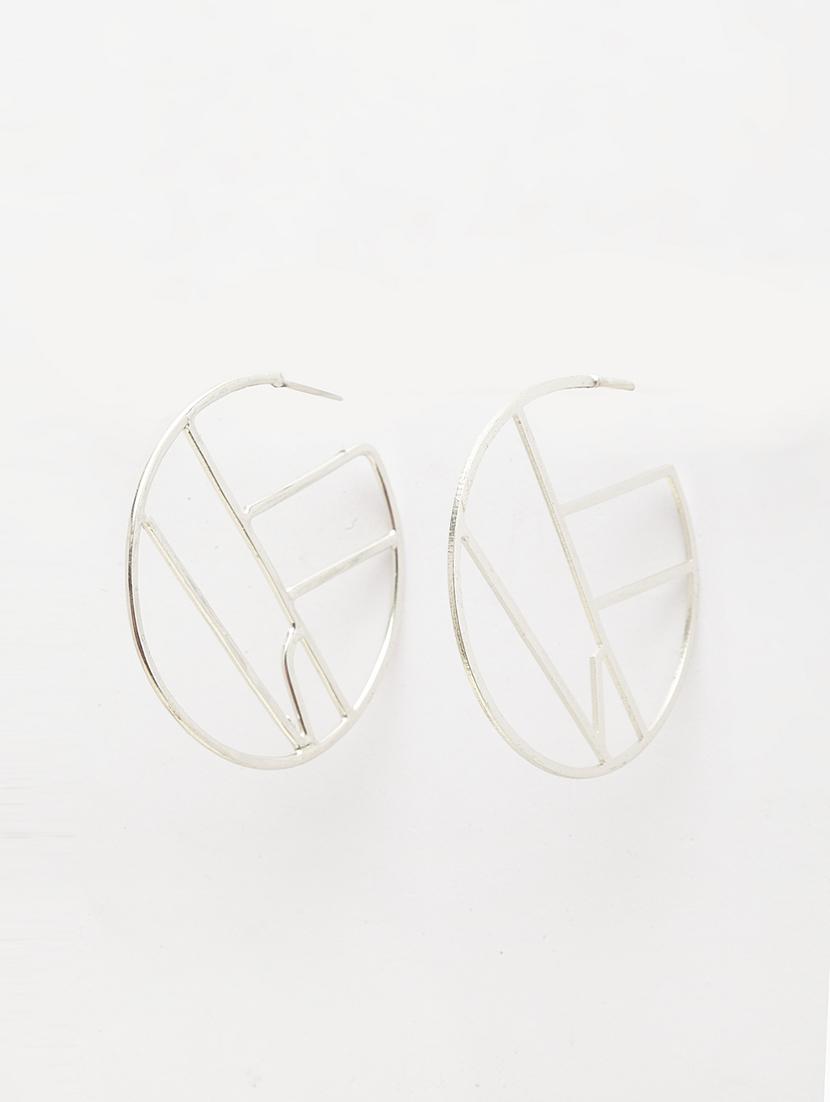 silver brass hoop earring - 17289332 - Zoom Image - 2
