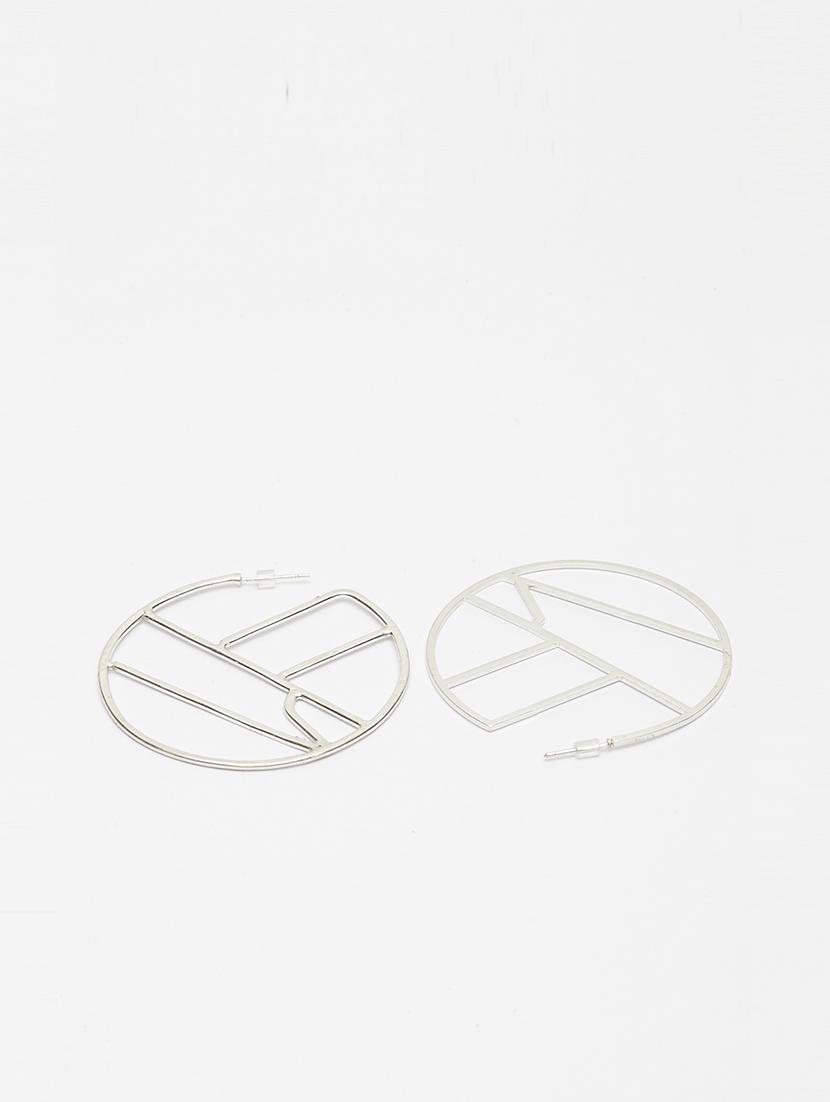 silver brass hoop earring - 17289332 - Zoom Image - 3