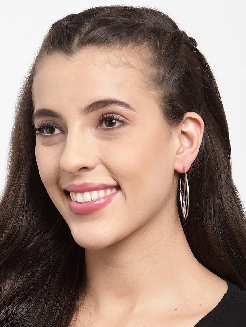 silver brass hoop earring - 17289332 - Zoom Image - 4