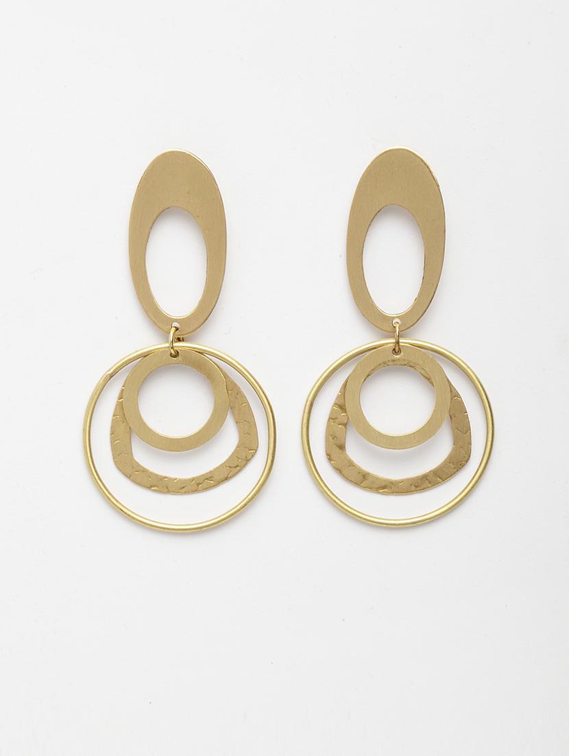 gold brass drop earring - 17289333 - Zoom Image - 2