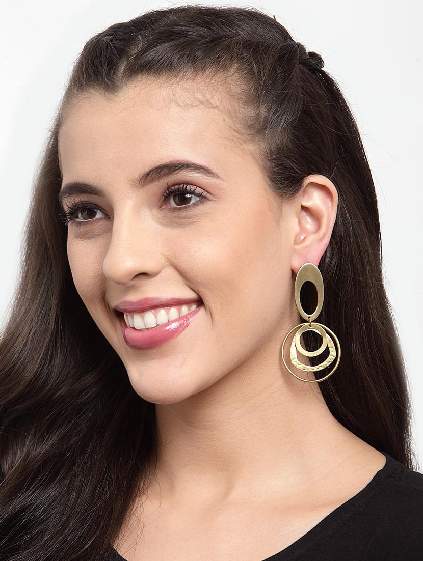 gold brass drop earring - 17289333 - Zoom Image - 4