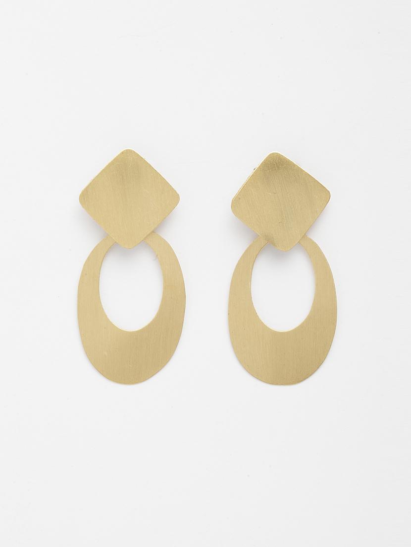 gold brass drop earring - 17289336 - Zoom Image - 2