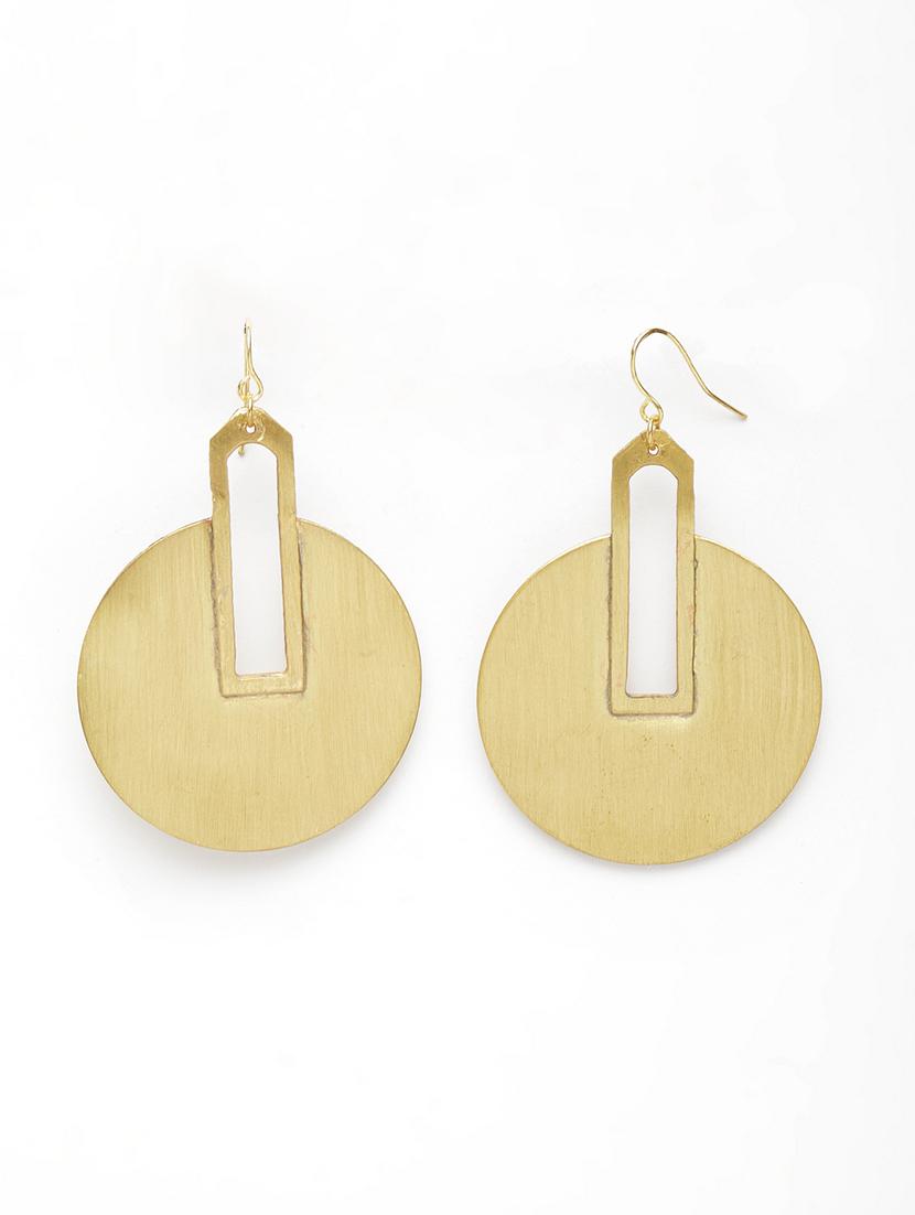 gold brass drop earring - 17289344 - Zoom Image - 2