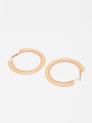 beige metal hoop earring - 17289359 - Standard Image - 3