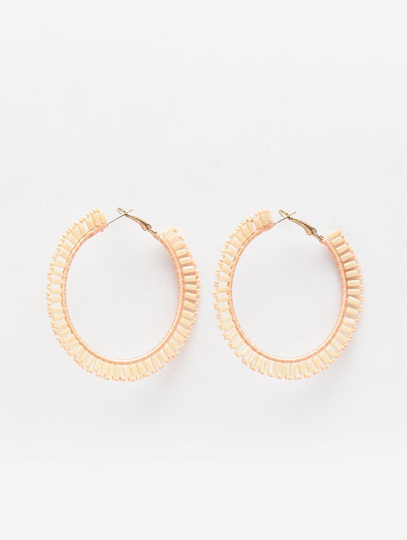 beige metal hoop earring - 17289359 - Zoom Image - 2