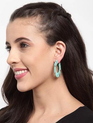 green metal hoop earring - 17289360 - Standard Image - 4