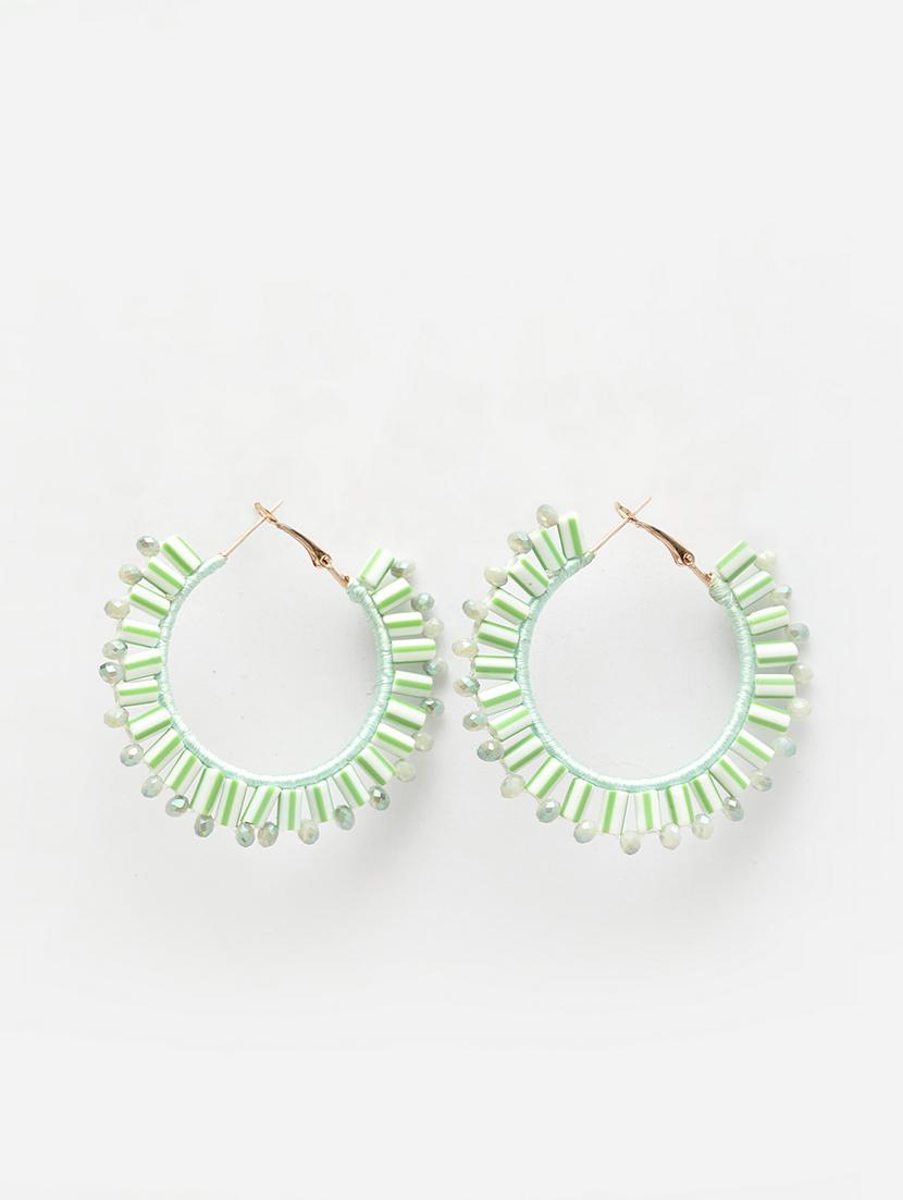 green metal hoop earring - 17289361 - Zoom Image - 2